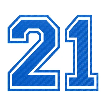 Polep vozidla Startovní číslo 21 typ 4 (57 - 3D karbon modrý) SAMOLEPKA NA AUTO, NÁLEPKA, FÓLIE, POLEP, TUNING, VLASTNÍ TEXT, TISK, AUTOSAMOLEPKY.cz, POLEPY, OBRÁZEK, LOGO, 3D STICKERS