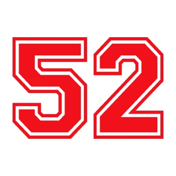 Polep vozidla SAMOLEPKA Startovní číslo 52 typ 4 (10 - červená) NA AUTO, NÁLEPKA, FÓLIE, POLEP, TUNING, VLASTNÍ TEXT, TISK, AUTOSAMOLEPKY.cz, POLEPY, OBRÁZEK, LOGO, SAMOLEPKY