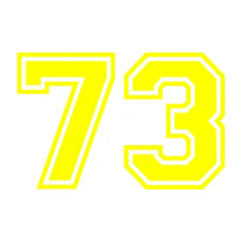 Polep vozidla Startovní číslo 73 typ 4 (05 - žlutá citron) SAMOLEPKA NA AUTO, NÁLEPKA, FÓLIE, POLEP, TUNING, VLASTNÍ TEXT, TISK, AUTOSAMOLEPKY.cz, POLEPY, OBRÁZEK, LOGO, 3D STICKERS