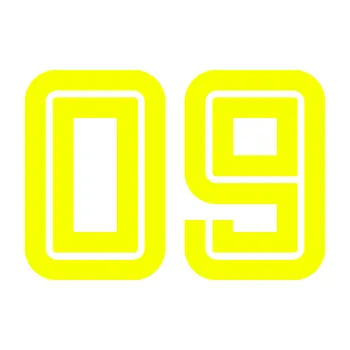 Polep vozidla Startovní číslo 09 typ 7 (70 - Fluorescentní žlutá) SAMOLEPKA NA AUTO, NÁLEPKA, FÓLIE, POLEP, TUNING, VLASTNÍ TEXT, TISK, AUTOSAMOLEPKY.cz, POLEPY, OBRÁZEK, LOGO, 3D STICKERS