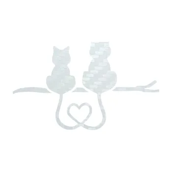 Samolepící dekorace SAMOLEPKA Zamilované kočky spojené ocásky pravá (51 - 3D karbon bílý) NA AUTO, NÁLEPKA, FÓLIE, POLEP, TUNING, VLASTNÍ TEXT, TISK, AUTOSAMOLEPKY.cz, POLEPY, OBRÁZEK, LOGO, SAMOLEPKY