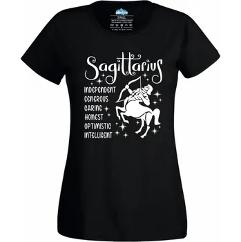 Dámské tričko Horoskop Střelec Sagittarius (Skladem XS-4XL) (Velikost: 4XL, Barva: Černá)