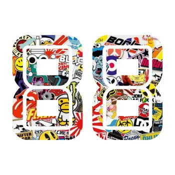 Polep vozidla Startovní číslo 88 typ 7 (83 - Sticker bomb) SAMOLEPKA NA AUTO, NÁLEPKA, FÓLIE, POLEP, TUNING, VLASTNÍ TEXT, TISK, AUTOSAMOLEPKY.cz, POLEPY, OBRÁZEK, LOGO, 3D STICKERS