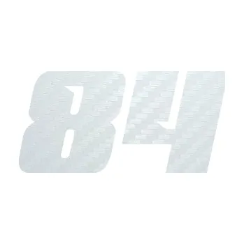 Polep vozidla SAMOLEPKA Startovní číslo 84 typ 6 (51 - 3D karbon bílý) NA AUTO, NÁLEPKA, FÓLIE, POLEP, TUNING, VLASTNÍ TEXT, TISK, AUTOSAMOLEPKY.cz, POLEPY, OBRÁZEK, LOGO, SAMOLEPKY