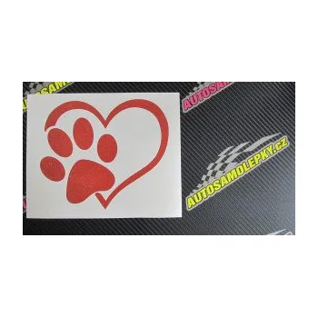 samolepka Tlapka love levá (10 - červená) SAMOLEPKA NA AUTO, NÁLEPKA, FÓLIE, POLEP, TUNING, VLASTNÍ TEXT, TISK, AUTOSAMOLEPKY.cz, POLEPY, OBRÁZEK, LOGO, 3D STICKERS