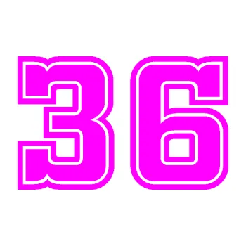 Polep vozidla Startovní číslo 36 typ 5 (72 - Fluorescentní růžová) SAMOLEPKA NA AUTO, NÁLEPKA, FÓLIE, POLEP, TUNING, VLASTNÍ TEXT, TISK, AUTOSAMOLEPKY.cz, POLEPY, OBRÁZEK, LOGO, 3D STICKERS