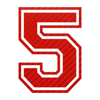 Polep vozidla Startovní číslo 5 typ 4 (53 - 3D karbon červený) SAMOLEPKA NA AUTO, NÁLEPKA, FÓLIE, POLEP, TUNING, VLASTNÍ TEXT, TISK, AUTOSAMOLEPKY.cz, POLEPY, OBRÁZEK, LOGO, 3D STICKERS