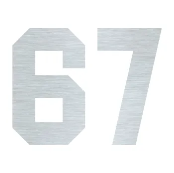 Polep vozidla Startovní číslo 67 (61 - škrábaný hliník) SAMOLEPKA NA AUTO, NÁLEPKA, FÓLIE, POLEP, TUNING, VLASTNÍ TEXT, TISK, AUTOSAMOLEPKY.cz, POLEPY, OBRÁZEK, LOGO, 3D STICKERS
