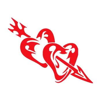 Samolepící dekorace SAMOLEPKA Srdíčka 001 pravá se šípem (10 - červená) NA AUTO, NÁLEPKA, FÓLIE, POLEP, TUNING, VLASTNÍ TEXT, TISK, AUTOSAMOLEPKY.cz, POLEPY, OBRÁZEK, LOGO, SAMOLEPKY