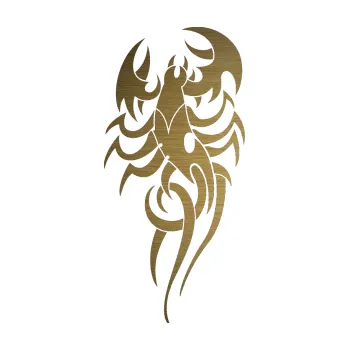 Polep vozidla SAMOLEPKA Štír 008 pravá (64 - škrábaný kov zlatý) NA AUTO, NÁLEPKA, FÓLIE, POLEP, TUNING, VLASTNÍ TEXT, TISK, AUTOSAMOLEPKY.cz, POLEPY, OBRÁZEK, LOGO, SAMOLEPKY