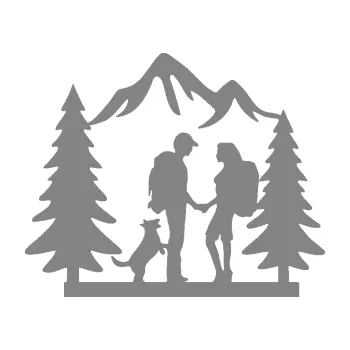 Samolepící dekorace SAMOLEPKA Zamilovaná turistika 001 pravá výlet s pejskem (17 - šedá) NA AUTO, NÁLEPKA, FÓLIE, POLEP, TUNING, VLASTNÍ TEXT, TISK, AUTOSAMOLEPKY.cz, POLEPY, OBRÁZEK, LOGO, SAMOLEPKY