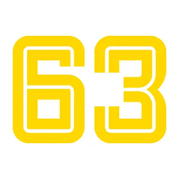 Polep vozidla Startovní číslo 63 typ 7 (13 - jasně žlutá) SAMOLEPKA NA AUTO, NÁLEPKA, FÓLIE, POLEP, TUNING, VLASTNÍ TEXT, TISK, AUTOSAMOLEPKY.cz, POLEPY, OBRÁZEK, LOGO, 3D STICKERS