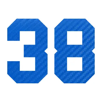 Polep vozidla Startovní číslo 38 (57 - 3D karbon modrý) SAMOLEPKA NA AUTO, NÁLEPKA, FÓLIE, POLEP, TUNING, VLASTNÍ TEXT, TISK, AUTOSAMOLEPKY.cz, POLEPY, OBRÁZEK, LOGO, 3D STICKERS