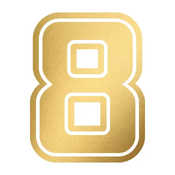 Polep vozidla Startovní číslo 8 typ 5 (43 - zlatá metalíza) SAMOLEPKA NA AUTO, NÁLEPKA, FÓLIE, POLEP, TUNING, VLASTNÍ TEXT, TISK, AUTOSAMOLEPKY.cz, POLEPY, OBRÁZEK, LOGO, 3D STICKERS