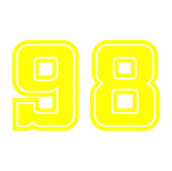 Polep vozidla Startovní číslo 98 typ 5 (05 - žlutá citron) SAMOLEPKA NA AUTO, NÁLEPKA, FÓLIE, POLEP, TUNING, VLASTNÍ TEXT, TISK, AUTOSAMOLEPKY.cz, POLEPY, OBRÁZEK, LOGO, 3D STICKERS