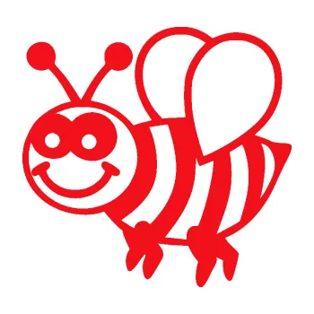 Samolepící dekorace SAMOLEPKA Včela 003 levá happy (10 - červená) NA AUTO, NÁLEPKA, FÓLIE, POLEP, TUNING, VLASTNÍ TEXT, TISK, AUTOSAMOLEPKY.cz, POLEPY, OBRÁZEK, LOGO, SAMOLEPKY