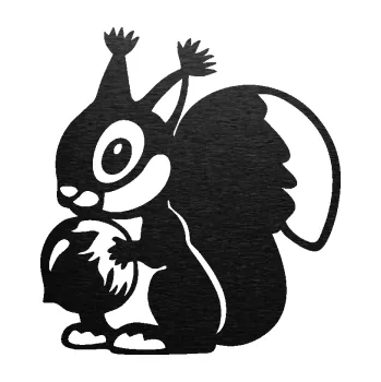 Samolepící dekorace SAMOLEPKA Veverka 003 levá s oříškem (63 - škrábaný kov černý) NA AUTO, NÁLEPKA, FÓLIE, POLEP, TUNING, VLASTNÍ TEXT, TISK, AUTOSAMOLEPKY.cz, POLEPY, OBRÁZEK, LOGO, SAMOLEPKY
