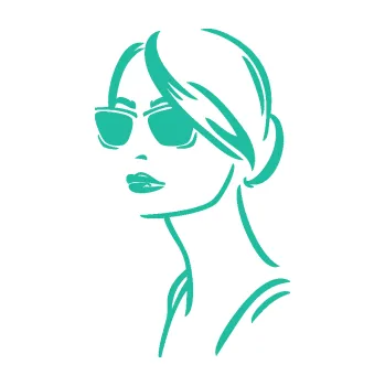 Samolepící dekorace Žena tvář 003 levá s brýlemi (25 - tyrkysová) SAMOLEPKA NA AUTO, NÁLEPKA, FÓLIE, POLEP, TUNING, VLASTNÍ TEXT, TISK, AUTOSAMOLEPKY.cz, POLEPY, OBRÁZEK, LOGO, 3D STICKERS