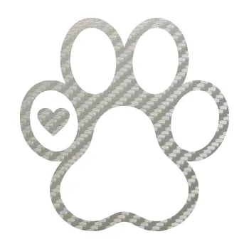 samolepka Tlapka 011 levá se srdíčkem (52 - 3D karbon stříbrný) SAMOLEPKA NA AUTO, NÁLEPKA, FÓLIE, POLEP, TUNING, VLASTNÍ TEXT, TISK, AUTOSAMOLEPKY.cz, POLEPY, OBRÁZEK, LOGO, 3D STICKERS