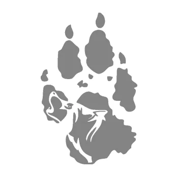 Polep vozidla Vlk 018 pravá stopa s vlčím obrysem (17 - šedá) SAMOLEPKA NA AUTO, NÁLEPKA, FÓLIE, POLEP, TUNING, VLASTNÍ TEXT, TISK, AUTOSAMOLEPKY.cz, POLEPY, OBRÁZEK, LOGO, 3D STICKERS