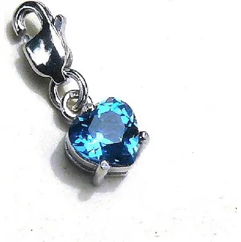 Přívěsek Stříbrný přívěsek srdce akvamarin na karabině - P1362 kar. (Stříbrný přívěsek srdce se zirkonem s karabinou )