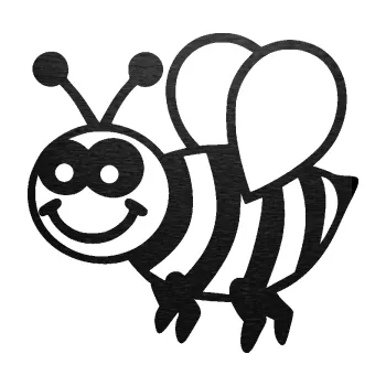 Samolepící dekorace SAMOLEPKA Včela 003 levá happy (63 - škrábaný kov černý) NA AUTO, NÁLEPKA, FÓLIE, POLEP, TUNING, VLASTNÍ TEXT, TISK, AUTOSAMOLEPKY.cz, POLEPY, OBRÁZEK, LOGO, SAMOLEPKY
