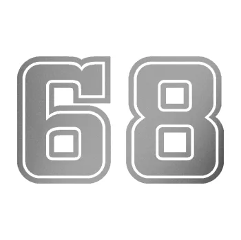 Polep vozidla Startovní číslo 68 typ 5 (42 - stříbrná metalíza) SAMOLEPKA NA AUTO, NÁLEPKA, FÓLIE, POLEP, TUNING, VLASTNÍ TEXT, TISK, AUTOSAMOLEPKY.cz, POLEPY, OBRÁZEK, LOGO, 3D STICKERS