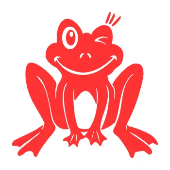 Samolepicí dekorace na vozidlo Žába 010 pravá mrkající (02 - světle červená) SAMOLEPKA NA AUTO, NÁLEPKA, FÓLIE, POLEP, TUNING, VLASTNÍ TEXT, TISK, AUTOSAMOLEPKY.cz, POLEPY, OBRÁZEK, LOGO, 3D STICKERS