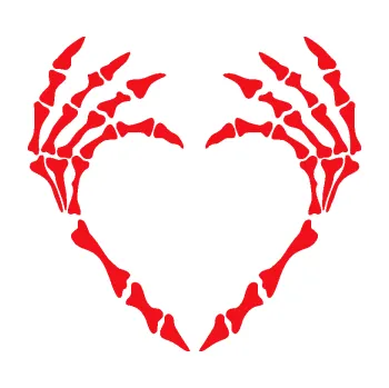 Samolepící dekorace SAMOLEPKA Srdíčko z kostí (10 - červená) NA AUTO, NÁLEPKA, FÓLIE, POLEP, TUNING, VLASTNÍ TEXT, TISK, AUTOSAMOLEPKY.cz, POLEPY, OBRÁZEK, LOGO, SAMOLEPKY