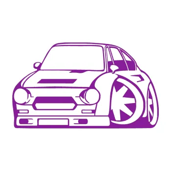 Polep vozidla SAMOLEPKA Škoda 110r karikatura levá (14 - fialová) NA AUTO, NÁLEPKA, FÓLIE, POLEP, TUNING, VLASTNÍ TEXT, TISK, AUTOSAMOLEPKY.cz, POLEPY, OBRÁZEK, LOGO, SAMOLEPKY