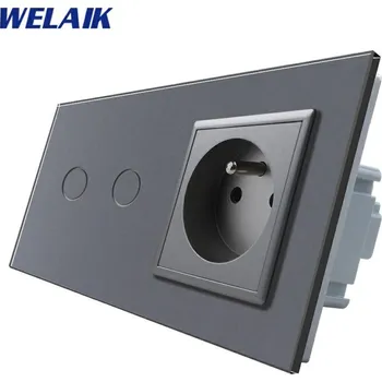 vypínač WELAIK dotykový vypínač ř.5+zásuvka FR- tmavě šedá set.