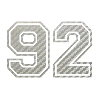 Polep vozidla SAMOLEPKA NA AUTO Startovní číslo 92 typ 4 (52 - 3D karbon stříbrný) NÁLEPKA, FÓLIE, POLEP, TUNING, VLASTNÍ TEXT, TISK, AUTOSAMOLEPKY.cz, POLEPY, OBRÁZEK, LOGO, SAMOLEPKY