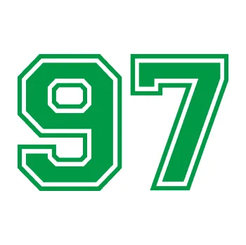 Polep vozidla Startovní číslo 97 typ 4 (12 - zelená) SAMOLEPKA NA AUTO, NÁLEPKA, FÓLIE, POLEP, TUNING, VLASTNÍ TEXT, TISK, AUTOSAMOLEPKY.cz, POLEPY, OBRÁZEK, LOGO, 3D STICKERS