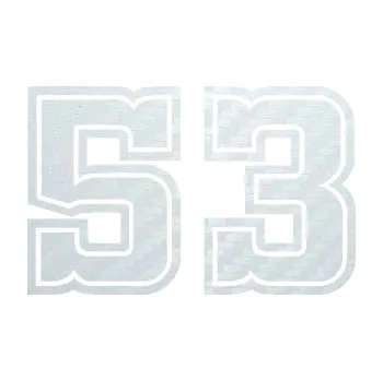Polep vozidla Startovní číslo 53 typ 5 (51 - 3D karbon bílý) SAMOLEPKA NA AUTO, NÁLEPKA, FÓLIE, POLEP, TUNING, VLASTNÍ TEXT, TISK, AUTOSAMOLEPKY.cz, POLEPY, OBRÁZEK, LOGO, 3D STICKERS