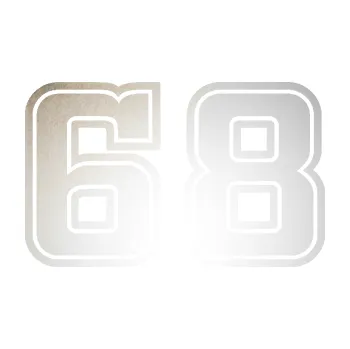 Polep vozidla SAMOLEPKA Startovní číslo 68 typ 5 (82 - odrazková reflexní bílá) NA AUTO, NÁLEPKA, FÓLIE, POLEP, TUNING, VLASTNÍ TEXT, TISK, AUTOSAMOLEPKY.cz, POLEPY, OBRÁZEK, LOGO, SAMOLEPKY