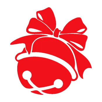 Samolepící dekorace SAMOLEPKA Vánoční rolnička levá (10 - červená) NA AUTO, NÁLEPKA, FÓLIE, POLEP, TUNING, VLASTNÍ TEXT, TISK, AUTOSAMOLEPKY.cz, POLEPY, OBRÁZEK, LOGO, SAMOLEPKY