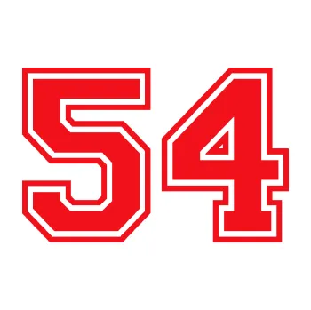 Polep vozidla SAMOLEPKA Startovní číslo 54 typ 4 (10 - červená) NA AUTO, NÁLEPKA, FÓLIE, POLEP, TUNING, VLASTNÍ TEXT, TISK, AUTOSAMOLEPKY.cz, POLEPY, OBRÁZEK, LOGO, SAMOLEPKY