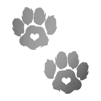 samolepka Tlapky 006 (42 - stříbrná metalíza) SAMOLEPKA NA AUTO, NÁLEPKA, FÓLIE, POLEP, TUNING, VLASTNÍ TEXT, TISK, AUTOSAMOLEPKY.cz, POLEPY, OBRÁZEK, LOGO, 3D STICKERS