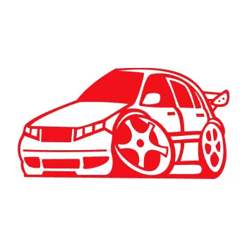 Polep vozidla SAMOLEPKA Škoda Fabia 001 karikatura levá (10 - červená) NA AUTO, NÁLEPKA, FÓLIE, POLEP, TUNING, VLASTNÍ TEXT, TISK, AUTOSAMOLEPKY.cz, POLEPY, OBRÁZEK, LOGO, SAMOLEPKY