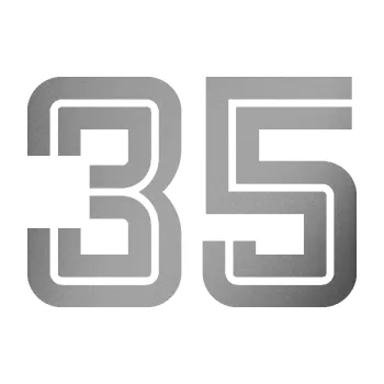Polep vozidla Startovní číslo 35 typ 7 (42 - stříbrná metalíza) SAMOLEPKA NA AUTO, NÁLEPKA, FÓLIE, POLEP, TUNING, VLASTNÍ TEXT, TISK, AUTOSAMOLEPKY.cz, POLEPY, OBRÁZEK, LOGO, 3D STICKERS