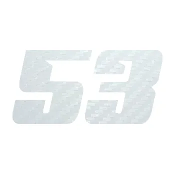 Polep vozidla SAMOLEPKA Startovní číslo 53 typ 6 (51 - 3D karbon bílý) NA AUTO, NÁLEPKA, FÓLIE, POLEP, TUNING, VLASTNÍ TEXT, TISK, AUTOSAMOLEPKY.cz, POLEPY, OBRÁZEK, LOGO, SAMOLEPKY
