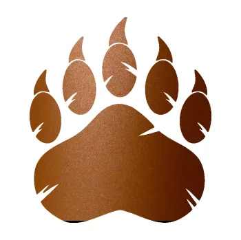 samolepka Tlapa medvěda 002 pravá (44 - měděná metalíza) SAMOLEPKA NA AUTO, NÁLEPKA, FÓLIE, POLEP, TUNING, VLASTNÍ TEXT, TISK, AUTOSAMOLEPKY.cz, POLEPY, OBRÁZEK, LOGO, 3D STICKERS