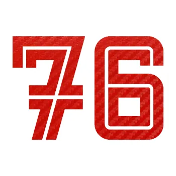 Polep vozidla Startovní číslo 76 typ 7 (53 - 3D karbon červený) SAMOLEPKA NA AUTO, NÁLEPKA, FÓLIE, POLEP, TUNING, VLASTNÍ TEXT, TISK, AUTOSAMOLEPKY.cz, POLEPY, OBRÁZEK, LOGO, 3D STICKERS