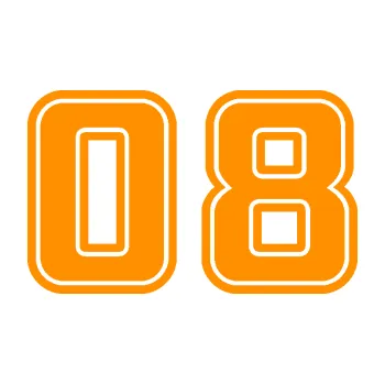 Polep vozidla Startovní číslo 08 typ 5 (06 - oranžová) SAMOLEPKA NA AUTO, NÁLEPKA, FÓLIE, POLEP, TUNING, VLASTNÍ TEXT, TISK, AUTOSAMOLEPKY.cz, POLEPY, OBRÁZEK, LOGO, 3D STICKERS