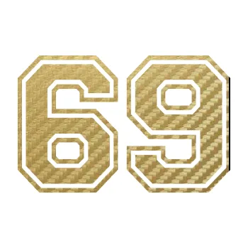 Polep vozidla Startovní číslo 69 typ 4 (59 - 3D karbon zlatý) SAMOLEPKA NA AUTO, NÁLEPKA, FÓLIE, POLEP, TUNING, VLASTNÍ TEXT, TISK, AUTOSAMOLEPKY.cz, POLEPY, OBRÁZEK, LOGO, 3D STICKERS