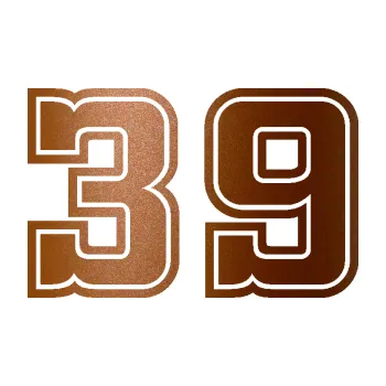Polep vozidla Startovní číslo 39 typ 5 (44 - měděná metalíza) SAMOLEPKA NA AUTO, NÁLEPKA, FÓLIE, POLEP, TUNING, VLASTNÍ TEXT, TISK, AUTOSAMOLEPKY.cz, POLEPY, OBRÁZEK, LOGO, 3D STICKERS