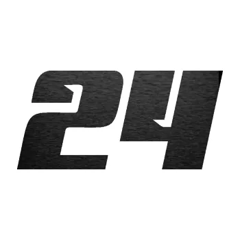 Polep vozidla Startovní číslo 24 typ 6 (63 - škrábaný kov černý) SAMOLEPKA NA AUTO, NÁLEPKA, FÓLIE, POLEP, TUNING, VLASTNÍ TEXT, TISK, AUTOSAMOLEPKY.cz, POLEPY, OBRÁZEK, LOGO, 3D STICKERS