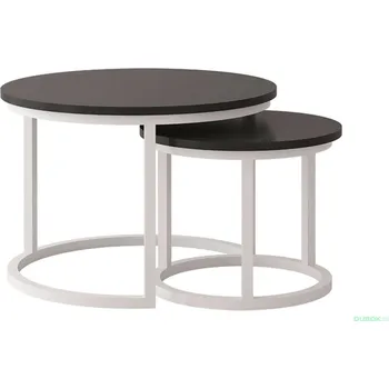 Konferenční stolek Konferenční stůl Toronto sada 2 kusy, černá MDF/bílý kov