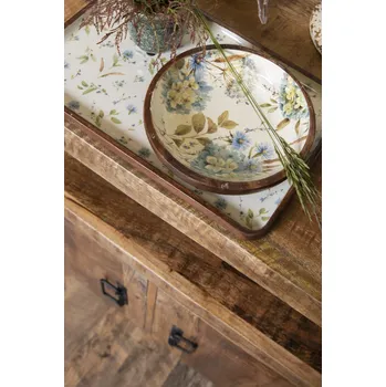 Hnědý dřevěný dekorativní tác s malbou Elis - 30*20*2 cm