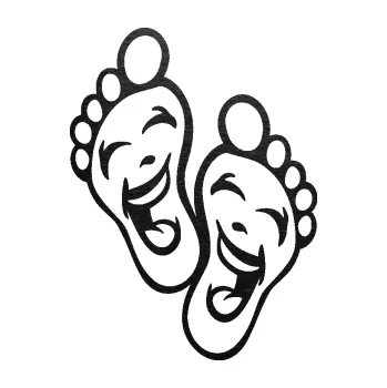 Samolepící dekorace SAMOLEPKA Nožičky 001 pravá s úsměvem (63 - škrábaný kov černý) NA AUTO, NÁLEPKA, FÓLIE, POLEP, TUNING, VLASTNÍ TEXT, TISK, AUTOSAMOLEPKY.cz, POLEPY, OBRÁZEK, LOGO, SAMOLEPKY